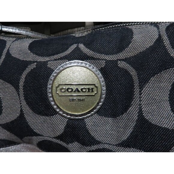 Coach Carley Signature Sufflette Denim & Leather handbag & glitter stripe accent - Picture 11 of 15